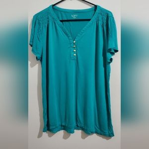 LOFT teal button up blouse